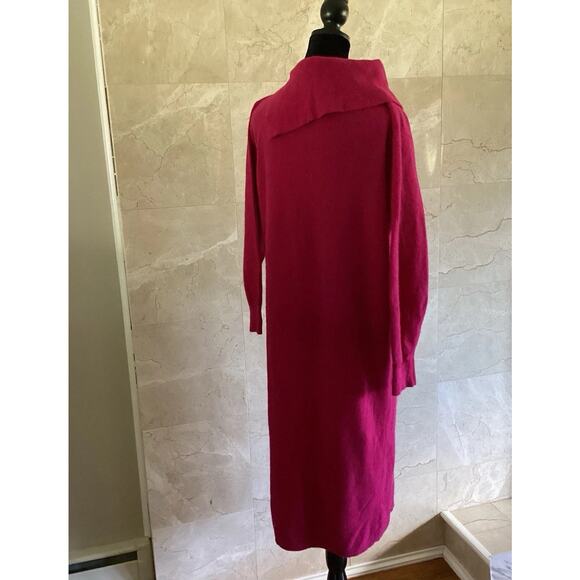 VTG 80s Fuchsia Lambswool Angora Sweater Dress - M, Holiday Soap Opera Glam, NWT - Picture 10 of 11